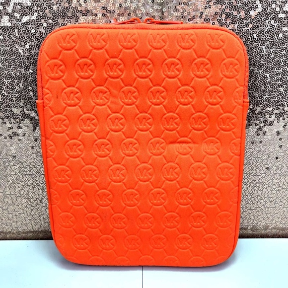 Michael Kors Neoprene Tablet E-reader IPad Sleeve Cover Pouch 8"x10" Orange Zip - Picture 8 of 9